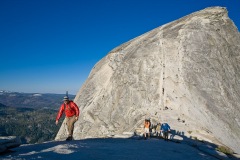 Hikers on the Halfdome cables, Yosemite National Park