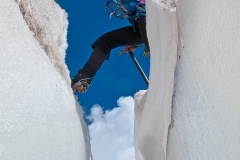 Stepping over a crevasse